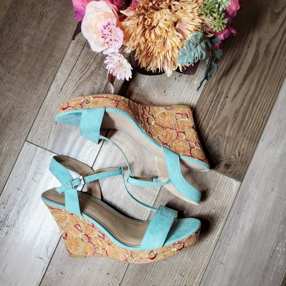 Charles by Charles David Lainey Wedge Sandals Size 10M EUC
